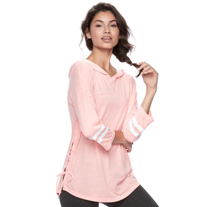 Juniors' Plus Size So&reg; Perfectly Soft Lace-up Hoodie, Size: 2xl, Brt Pink