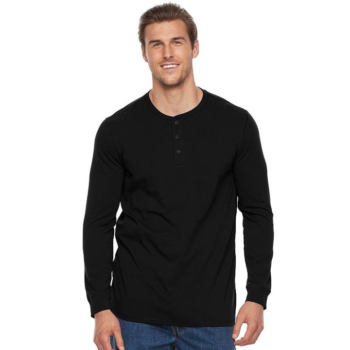 Big & Tall Men's Sonoma Goods For Life™ Modern-fit Flexwear Henley, Size: 3xl Tall, Black