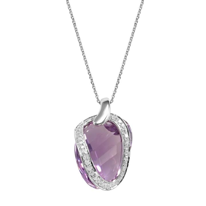 Sterling Silver Amethyst & Cubic Zirconia Pendant Necklace, Women's, Purple