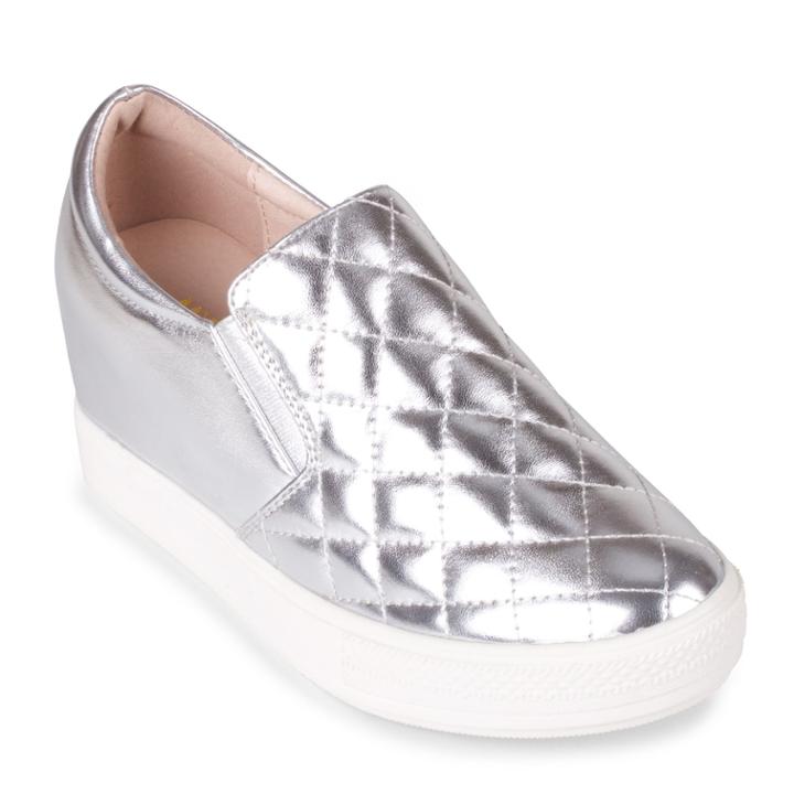Wanted Bushkill Women's Quilted Sneakers, Size: 8.5, Silver