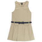 Girls 4-14 French Toast School Uniform Bow Belted Jumper, Girl's, Size: 5, Beig/green (beig/khaki)