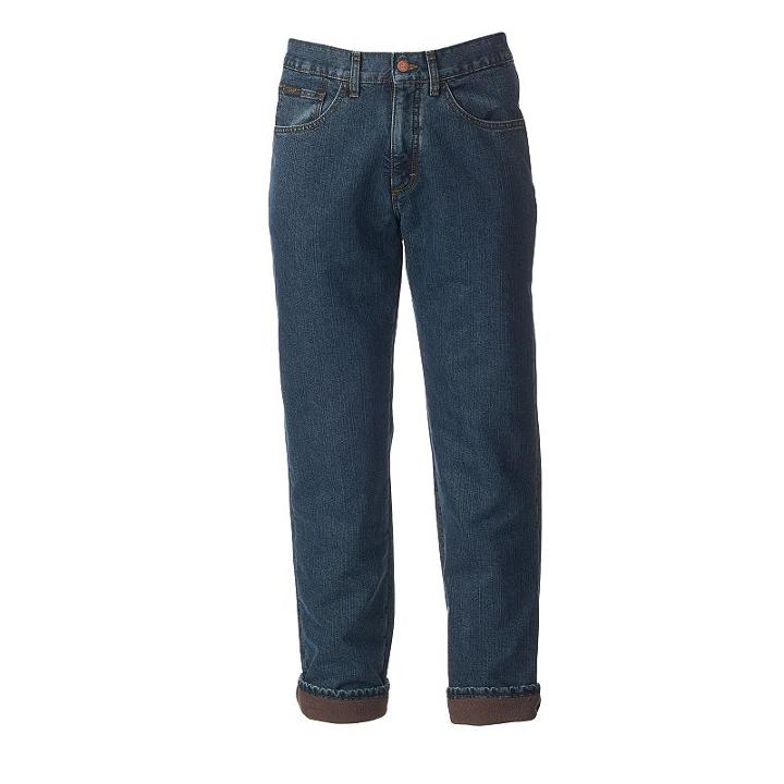 Men's Lee Premium Select Fleece-lined Relaxed Straight-leg Jeans, Size: 36x30, Dark Blue