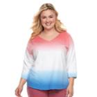 Plus Size Sonoma Goods For Life&trade; V-neck Sweatshirt, Women's, Size: 2xl, Dark Blue
