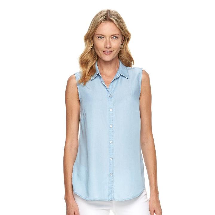Women's Croft & Barrow&reg; Drop-tail Sleeveless Blouse, Size: Small, Brt Blue