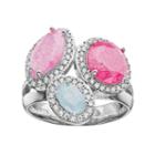 Sterling Silver Cubic Zirconia Multistone Halo Ring, Women's, Size: 7, Multicolor