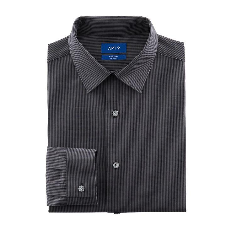 Men's Apt. 9&reg; Slim-fit Easy-care Dress Shirts, Size: 15.5-34/35, Grey (charcoal)