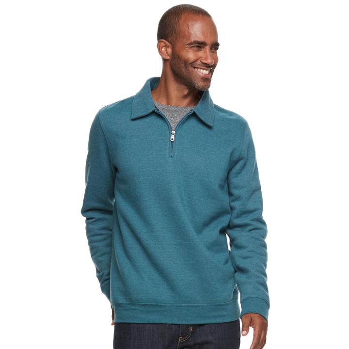 Men's Croft & Barrow&reg; Classic-fit Stretch Fleece Quarter-zip Pullover, Size: Medium, Turquoise/blue (turq/aqua)