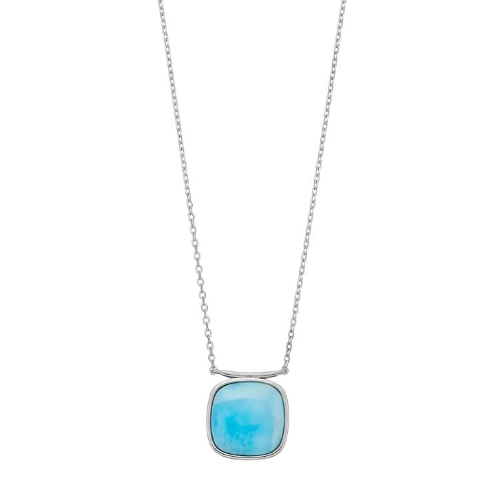 Sterling Silver Larimar Square Pendant Necklace, Women's, Blue
