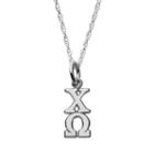 Logoart Sterling Silver Chi Omega Sorority Pendant Necklace, Women's, Size: 18, Grey