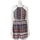 Juniors' Trixxi Print Smocked Halter Skater Dress, Teens, Size: Small, Blue (navy)