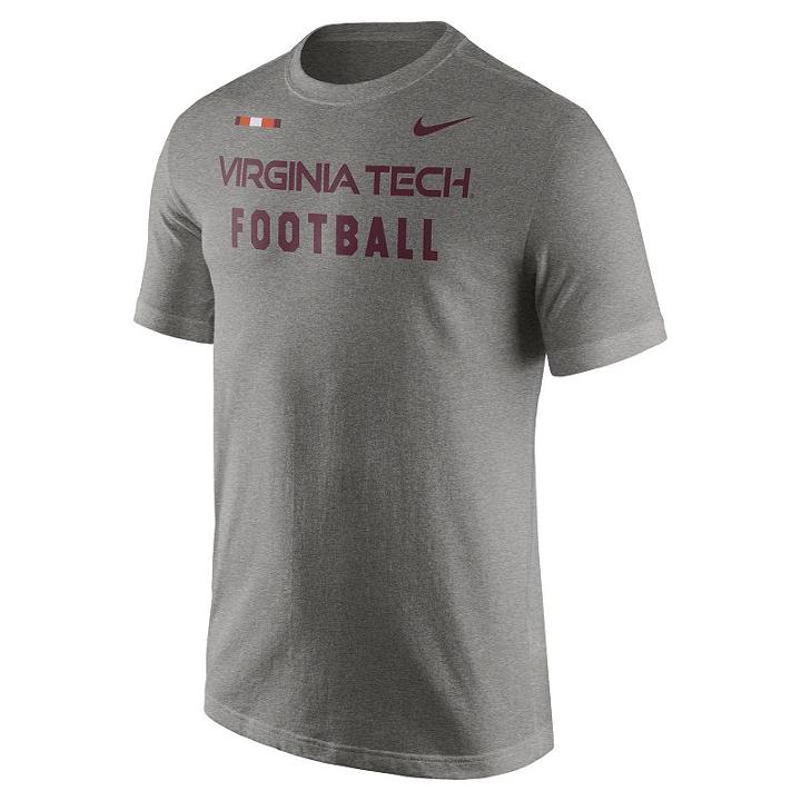 Men's Nike Virginia Tech Hokies Football Facility Tee, Size: Medium, Dark Grey