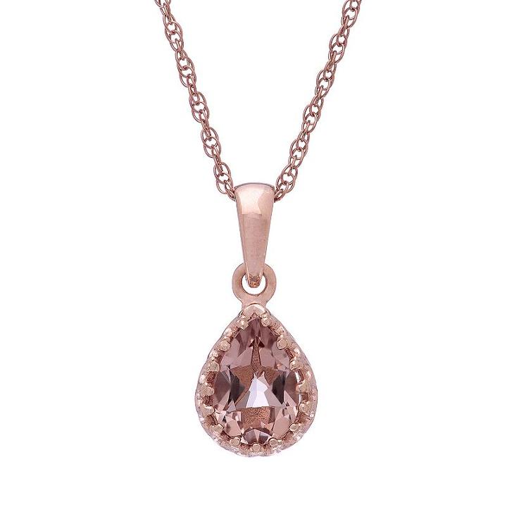 Tiara 14k Rose Gold Over Silver Morganite Triplet Teardrop Pendant, Women's, Size: 18, Pink