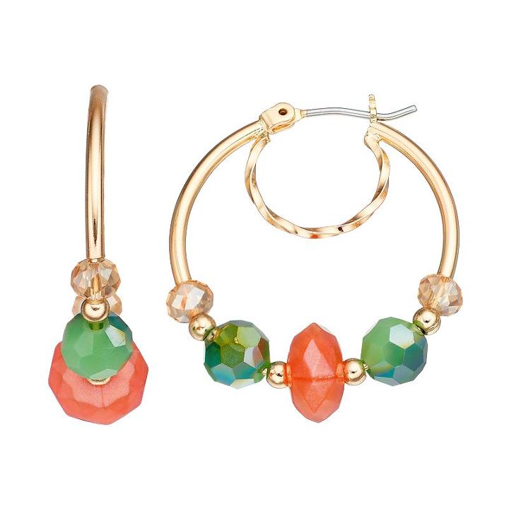 Napier Beaded Nickel Free Double Hoop Earrings, Women's, Multicolor