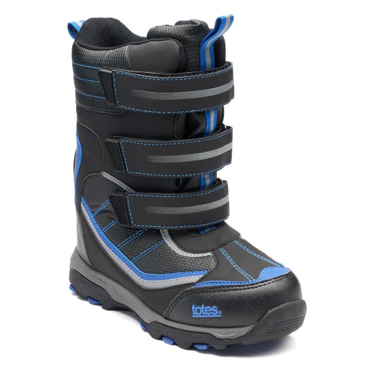 Totes Silas Boys' Winter Boots, Size: 1, Black