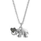 Silver Luxuries Marcasite Elephant Pendant Necklace, Women's, Grey