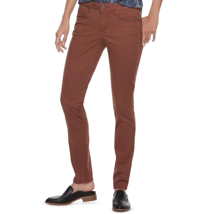 Women's Sonoma Goods For Life&trade; Supersoft Sateen Skinny Pants, Size: 16 Short, Dark Brown