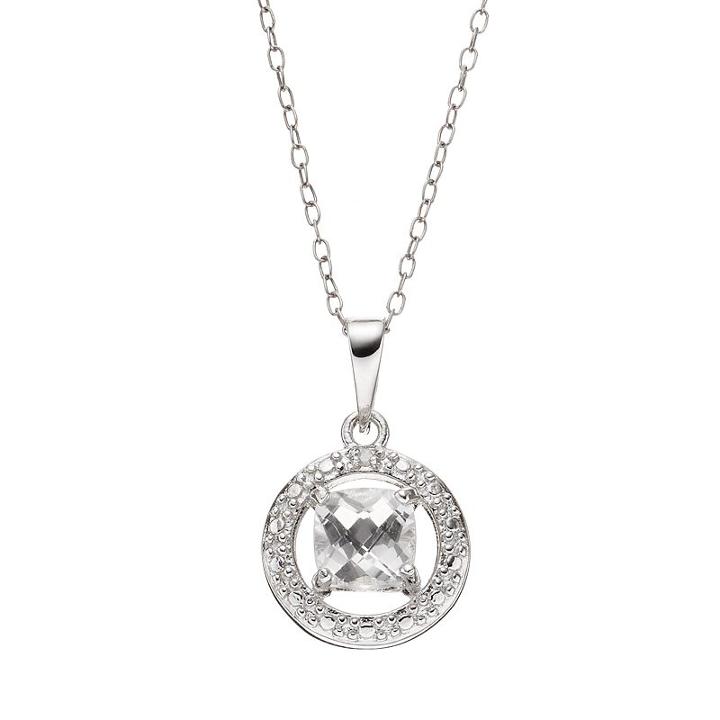 Radiant Gem Lab-created White Sapphire Sterling Silver Circle Pendant Necklace, Women's, Size: 18