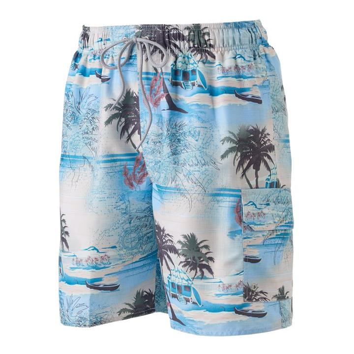 Big & Tall Croft & Barrow&reg; Tropical Microfiber Swim Trunks, Men's, Size: Xl Tall, Blue Other