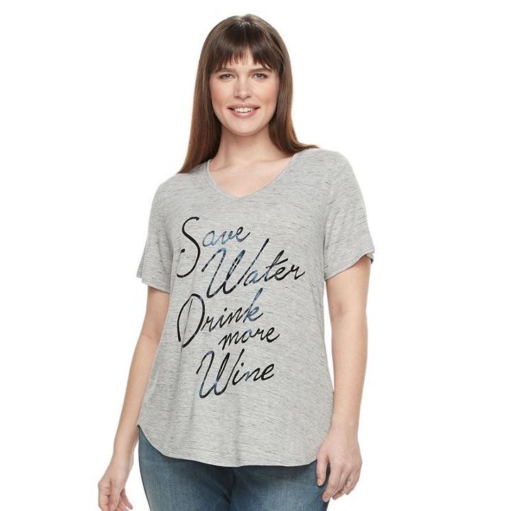Plus Size Apt. 9&reg; V-neck Graphic Tee, Women's, Size: 4xl, White