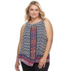 Plus Size Ab Studio V-hem Print Tank, Women's, Size: 2xl, Ovrfl Oth