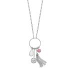 Mudd&reg; Long Flower Disc, Tassel & Teardrop Charm Necklace, Women's, Silver