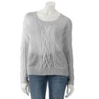 Women's Apt. 9&reg; Shine Open-work Sweater, Size: Xs, Grey