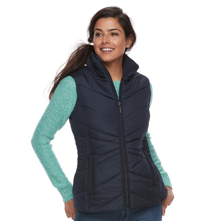 Women's Weathercast Puffer Vest, Size: Xl, Dark Blue