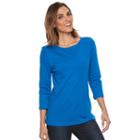 Women's Croft & Barrow&reg; Button-shoulder Tee, Size: Medium, Blue