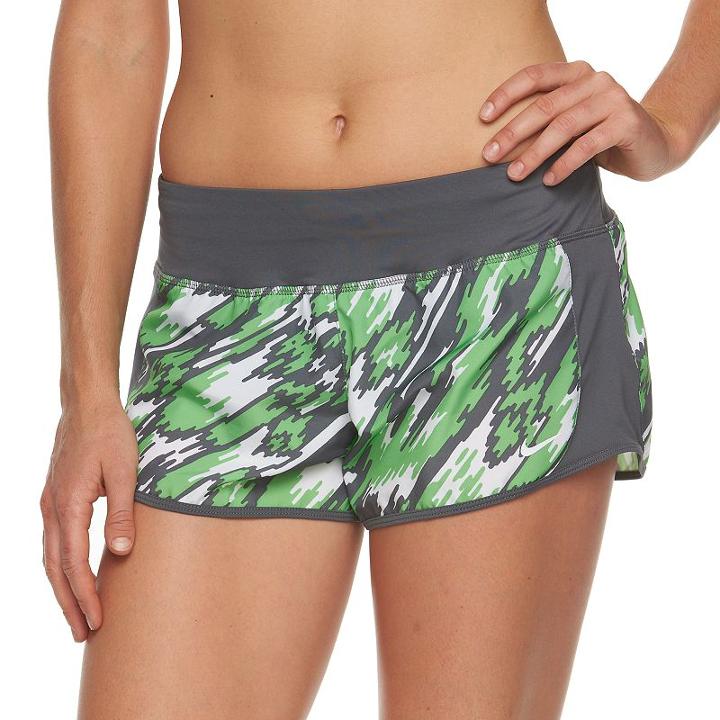 Women's Nike Printed Dri-fit Running Shorts, Size: Xs, White