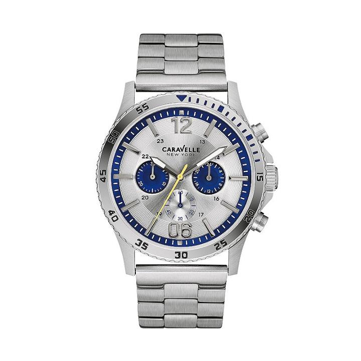 Caravelle New York By Bulova Men's Stainless Steel Chronograph Watch - 43a130, Size: Large, Grey