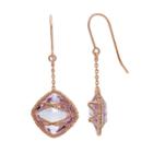 Amethyst 18k Rose Gold Over Silver Chain-wrapped Drop Earrings, Women's, Purple