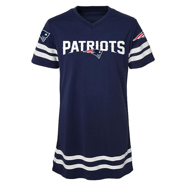 Girls 7-16 New England Patriots Football Dress, Girl's, Size: L(14), Blue (navy)