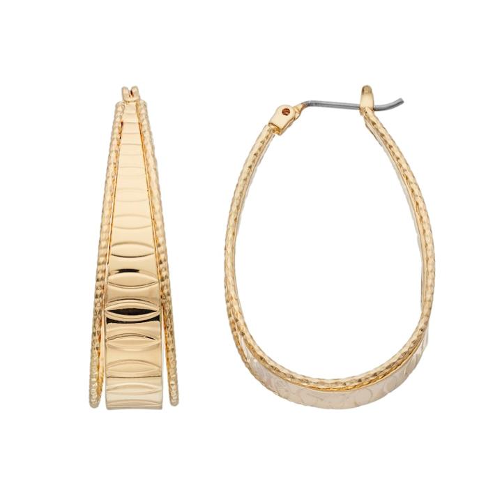 Napier Textured Nickel Free U-hoop Earrings, Women's, Gold