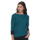 Petite Dana Buchman Boatneck Sweater, Women's, Size: M Petite, Turquoise/blue (turq/aqua)