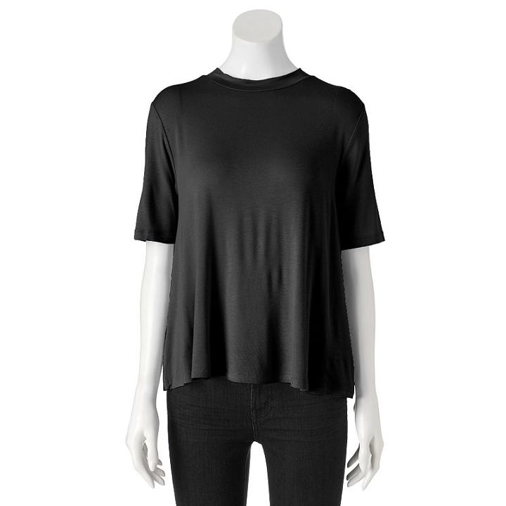 Women's Apt. 9&reg; Mockneck Tee, Size: Large, Black
