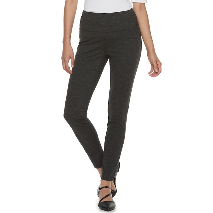 Women's Apt. 9&reg; Tummy-control High-waisted Ponte Leggings, Size: Xl Short, Grey