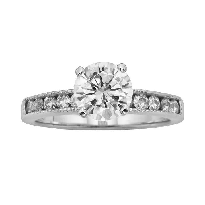 Forever Brilliant Round-cut Lab-created Moissanite Engagement Ring In 14k White Gold (1 4/5 Ct. T.w.), Women's, Size: 7