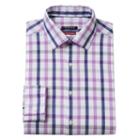 Men's Van Heusen Slim-fit Checked Flex Collar Dress Shirt, Size: 18.5-34/35, Purple