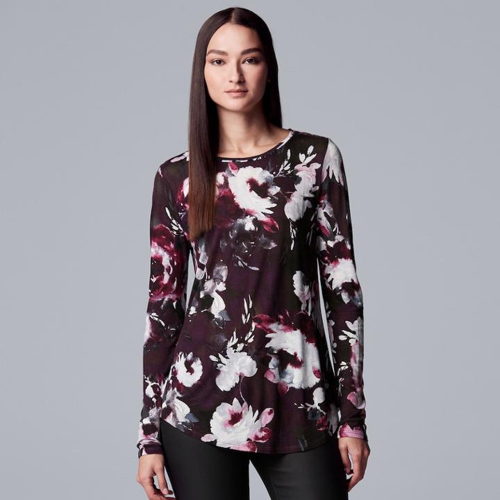 Women's Simply Vera Vera Wang Print Tee, Size: Large, Drk Purple