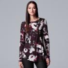 Women's Simply Vera Vera Wang Print Tee, Size: Large, Drk Purple