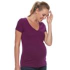 Maternity A:glow Essential Ruched V-neck Tee, Women's, Size: L-mat, Dark Blue