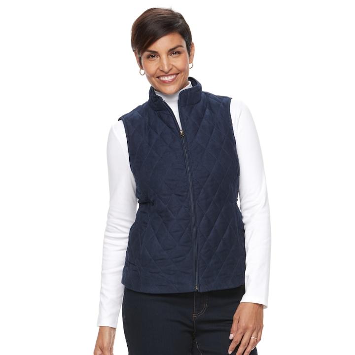 Women's Croft & Barrow&reg; Quilted Vest, Size: Xxl, Blue