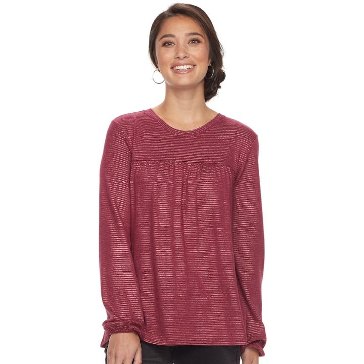 Women's Sonoma Goods For Life&trade; Lurex Striped Babydoll Top, Size: Xs, Med Red