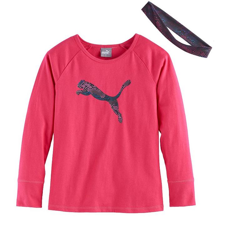 Girls 4-6x Puma Graphic Tee & Headband Set, Size: 5, Brt Red