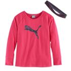 Girls 4-6x Puma Graphic Tee & Headband Set, Size: 5, Brt Red