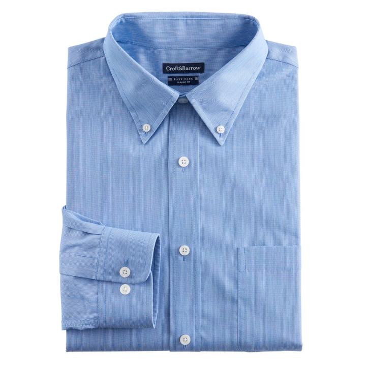 Men's Croft & Barrow&reg; Classic-fit Easy Care Button-down Collar Dress Shirt, Size: 15-32/33, Blue (navy)