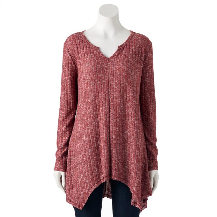 Women's French Laundry Ribbed Shark-bite Top, Size: Small, Med Brown