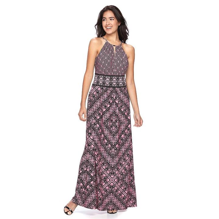 Women's Suite 7 Abstract Geometric Halter Dress, Size: 4, Pink Other