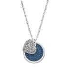 Brilliance Silver Plated Glitter Disc & Heart Pendant With Swarovski Crystals, Women's, Blue