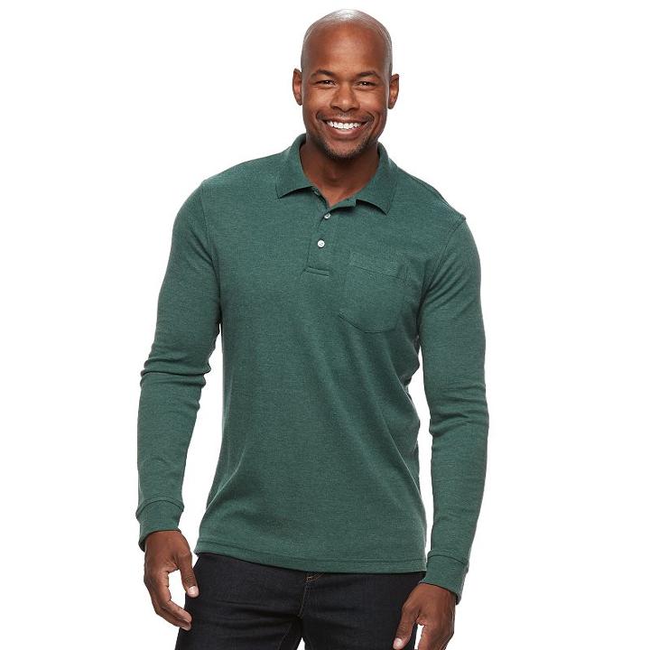 Men's Croft & Barrow&reg; Classic-fit Stretch Interlock Polo, Size: Medium, Dark Green